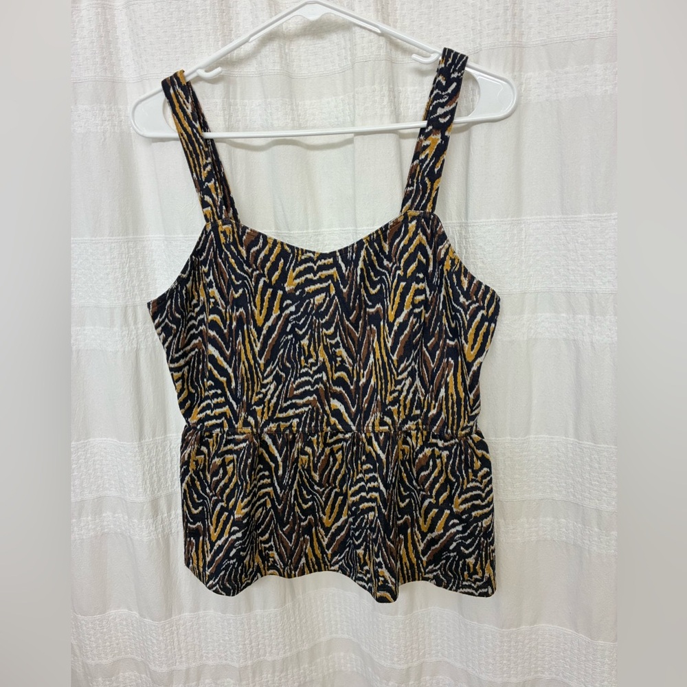 Anthropologie Jamie Zebra Print Peplum Tank
